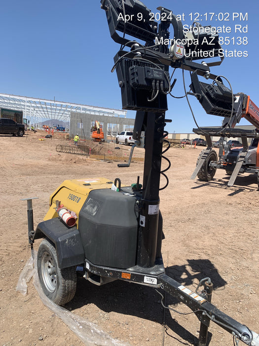 2022 Allmand NLV3GR (4) LED Light Fixture 350W, 23' Vertical Mast, 3kW Prime, Towable, ES Decals, T3