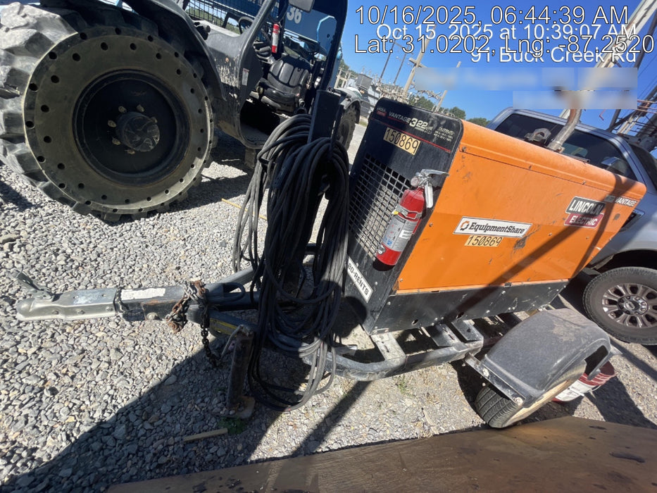 2021 Lincoln Electric Vantage 322 Vantage 322 Ready Pak 3 w/ Telematics & Decals, ORANGE (includes trailer, cable rack, fender light kit)