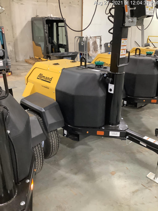 2021 Allmand NLV3GR (4) LED Light Fixture 350W, 23' Vertical Mast, 3kW Prime, Towable, Deep Sea L401, Leveling Jacks, Yanmar T4F 5.8hp