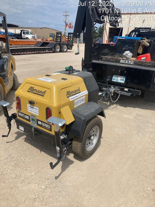 2022 Allmand NLV3GR (4) LED Light Fixture 350W, 23' Vertical Mast, 3kW Prime, Towable, Deep Sea L401, Leveling Jacks, Yanmar T4F 5.8hp