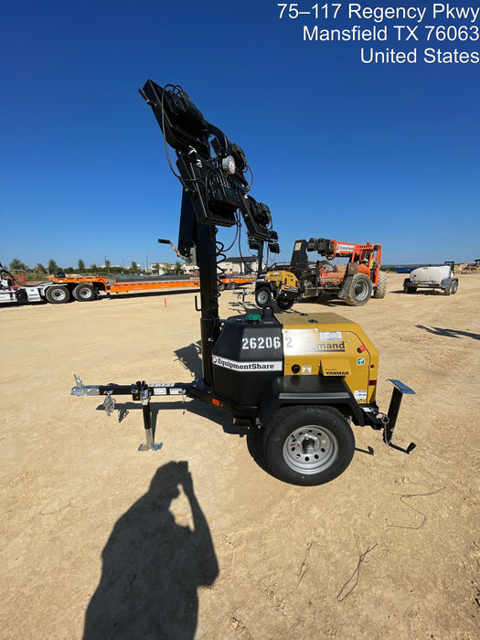 2022 Allmand NLV3GR (4) LED Light Fixture 350W, 23' Vertical Mast, 3kW Prime, Towable, ES Decals, T3