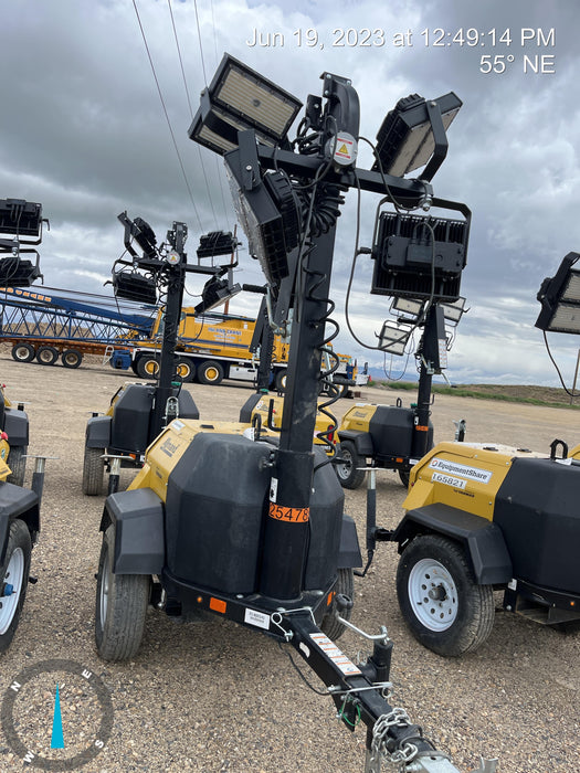 2022 Allmand NLV3GR (4) LED Light Fixture 350W, 23' Vertical Mast, 3kW Prime, Towable, ES Decals, T3