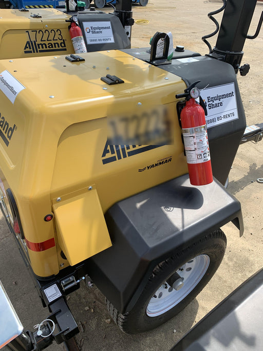 2021 Allmand NLV3GR (4) LED Light Fixture 350W, 23' Vertical Mast, 3kW Prime, Towable, Deep Sea L401, Leveling Jacks, Yanmar T4F 5.8hp