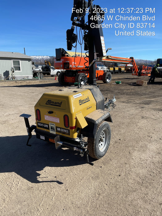 2022 Allmand NLV3GR (4) LED Light Fixture 350W, 23' Vertical Mast, 3kW Prime, Towable, ES Decals, T3