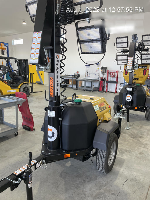 2022 Allmand NLV3GR (4) LED Light Fixture 350W, 23' Vertical Mast, 3kW Prime, Towable, ES Decals, T3