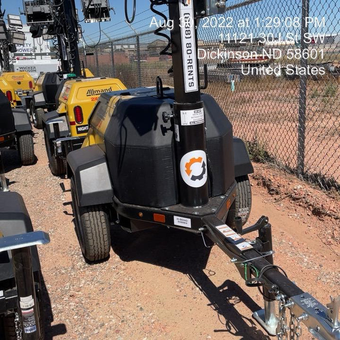 2022 Allmand NLV3GR (4) LED Light Fixture 350W, 23' Vertical Mast, 3kW Prime, Towable, ES Decals, T3