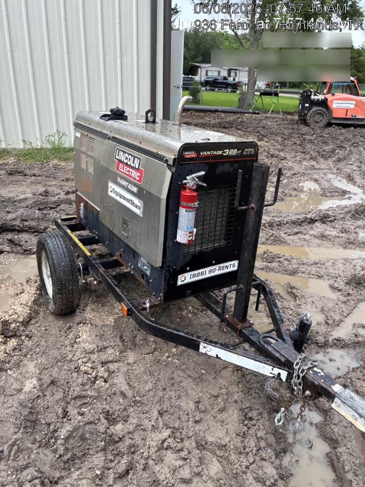 2019 Lincoln Electric Vantage 322 Welder Ready-Pak 3, Two wheel trailer, Fender and Light kit, Cable Rack