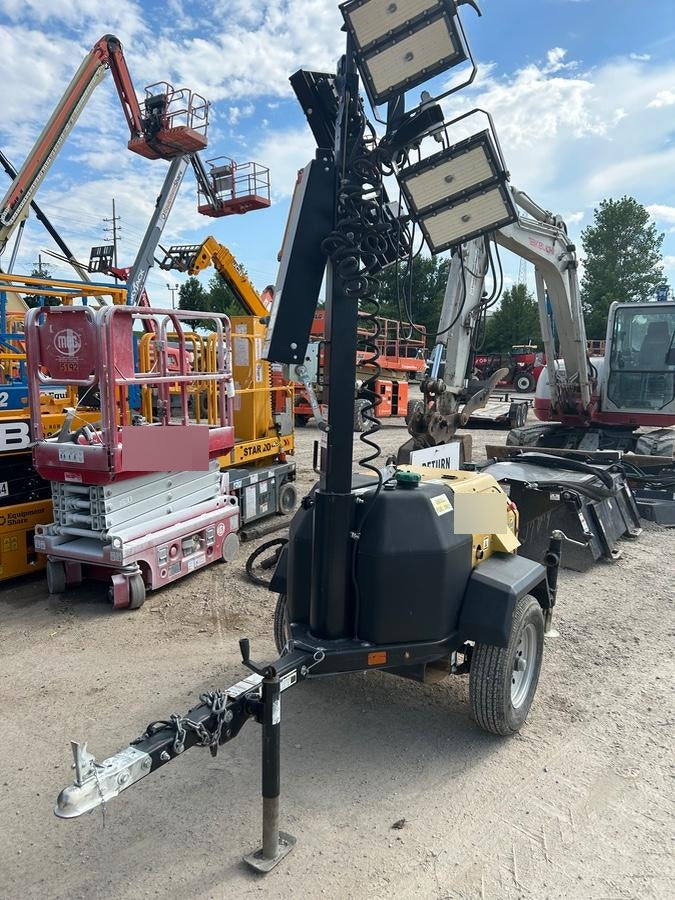 2022 Allmand NLV3GR (4) LED Light Fixture 350W, 23' Vertical Mast, 3kW Prime, Towable, Deep Sea L401, Leveling Jacks, Yanmar T4F 5.8hp