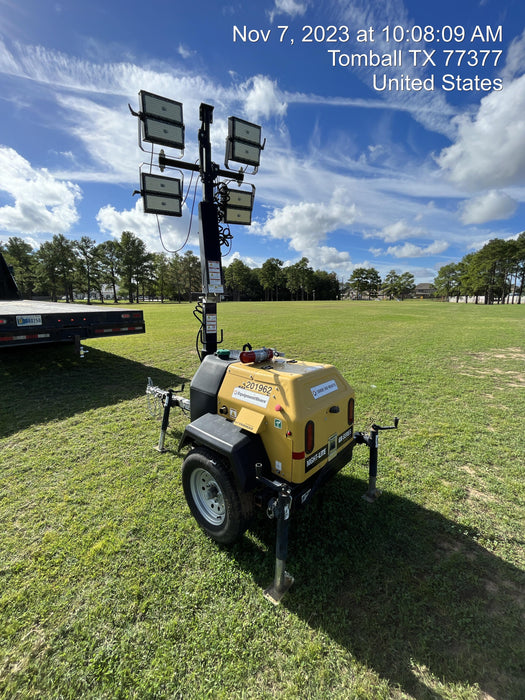 2022 Allmand NLV3GR (4) LED Light Fixture 350W, 23' Vertical Mast, 3kW Prime, Towable, Deep Sea L401, Leveling Jacks, Yanmar T4F 5.8hp