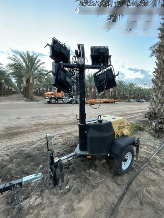 2021 Allmand NLV3GR (4) LED Light Fixture 350W, 23' Vertical Mast, 3kW Prime, Towable, Deep Sea L401, Leveling Jacks, Yanmar T4F 5.8hp