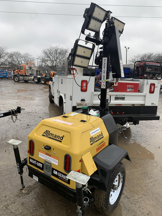 2021 Allmand NLV3GR (4) LED Light Fixture 350W, 23' Vertical Mast, 3kW Prime, Towable, Deep Sea L401, Leveling Jacks, Yanmar T4F 5.8hp