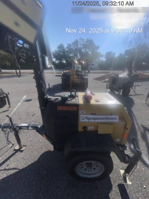 2022 Allmand NLV3GR (4) LED Light Fixture 350W, 23' Vertical Mast, 3kW Prime, Towable, Deep Sea L401, Leveling Jacks, Yanmar T4F 5.8hp