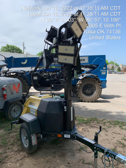 2022 Allmand NLV3GR (4) LED Light Fixture 350W, 23' Vertical Mast, 3kW Prime, Towable, Deep Sea L401, Leveling Jacks, Yanmar T4F 5.8hp