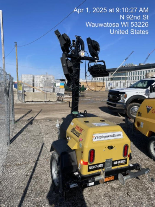 2022 Allmand NLV3GR (4) LED Light Fixture 350W, 23' Vertical Mast, 3kW Prime, Towable, Deep Sea L401, Leveling Jacks, Yanmar T4F 5.8hp