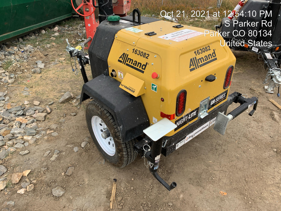 2021 Allmand NLV3GR (4) LED Light Fixture 350W, 23' Vertical Mast, 3kW Prime, Towable, Deep Sea L401, Leveling Jacks, Yanmar T4F 5.8hp