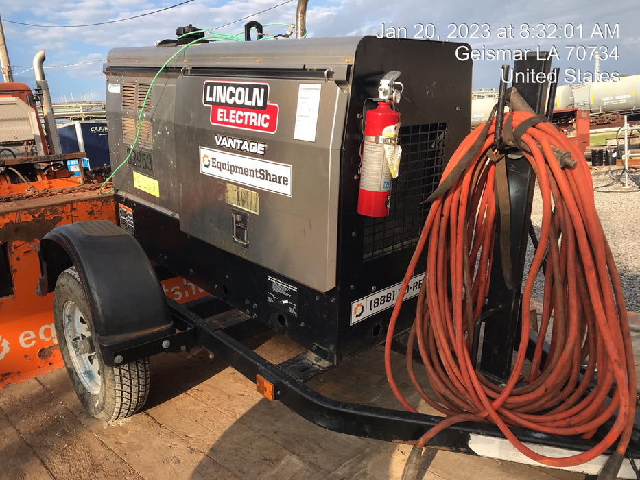 2019 Lincoln Electric Vantage 322 Welder Ready-Pak 3, Two wheel trailer, Fender and Light kit, Cable Rack