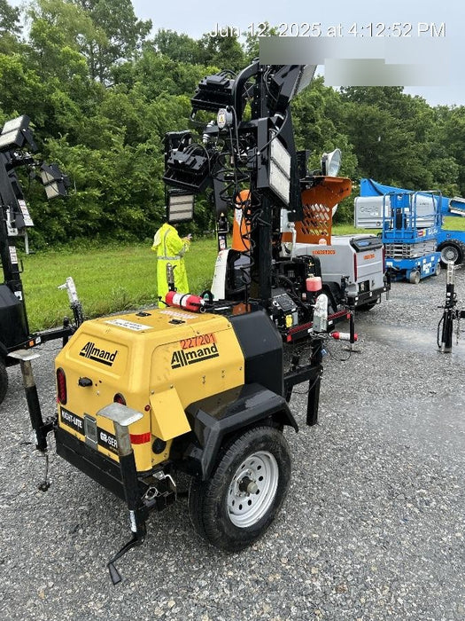 2022 Allmand NLV3GR (4) LED Light Fixture 350W, 23' Vertical Mast, 3kW Prime, Towable, Deep Sea L401, Leveling Jacks, Yanmar T4F 5.8hp