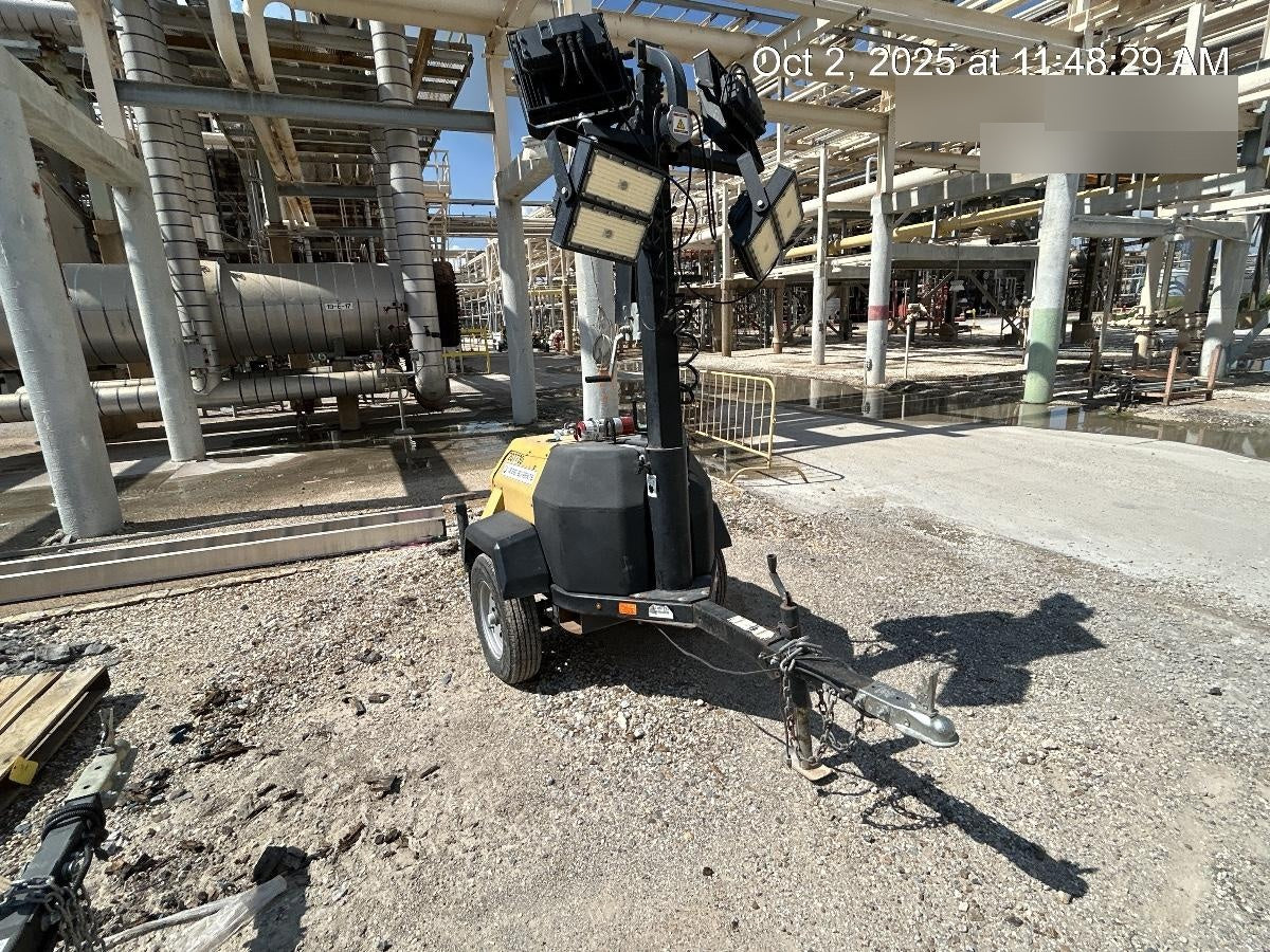 2022 Allmand NLV3GR (4) LED Light Fixture 350W, 23' Vertical Mast, 3kW Prime, Towable, Deep Sea L401, Leveling Jacks, Yanmar T4F 5.8hp
