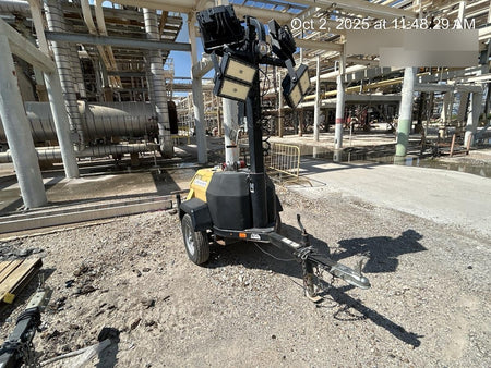 2022 Allmand NLV3GR (4) LED Light Fixture 350W, 23' Vertical Mast, 3kW Prime, Towable, Deep Sea L401, Leveling Jacks, Yanmar T4F 5.8hp