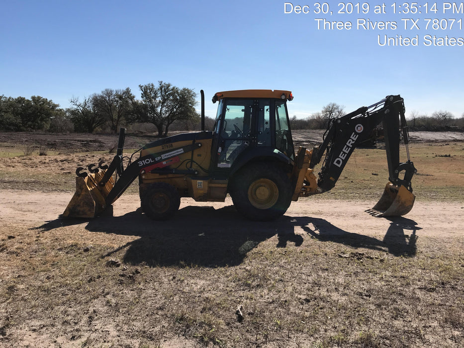 2019 John Deere 310LEP 4wd, Cab/Heat/Air, Standard dipper, ISO, Rear Auxiliary Hydraulics, Manual QC w/12”, 18”, and 24” buckets