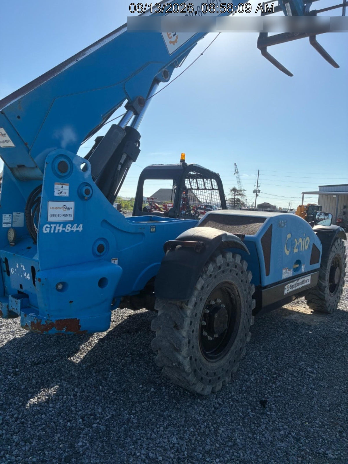 2019 Genie GTH-844 Canopy, Solid RT Tires, LED Work Lights, Beacon 60" QA Carriage, 48" Forks