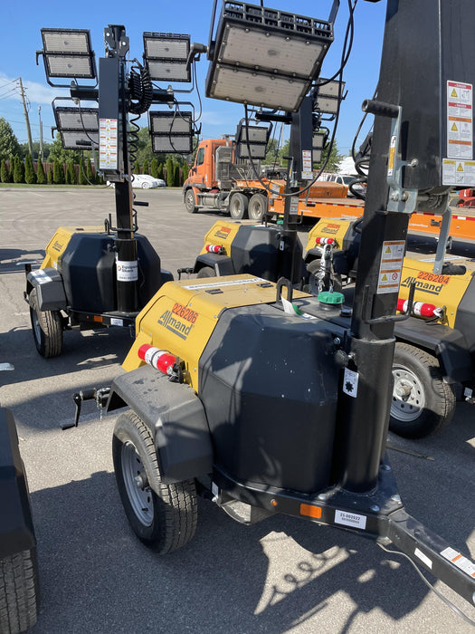 2022 Allmand NLV3GR (4) LED Light Fixture 350W, 23' Vertical Mast, 3kW Prime, Towable, Deep Sea L401, Leveling Jacks, Yanmar T4F 5.8hp