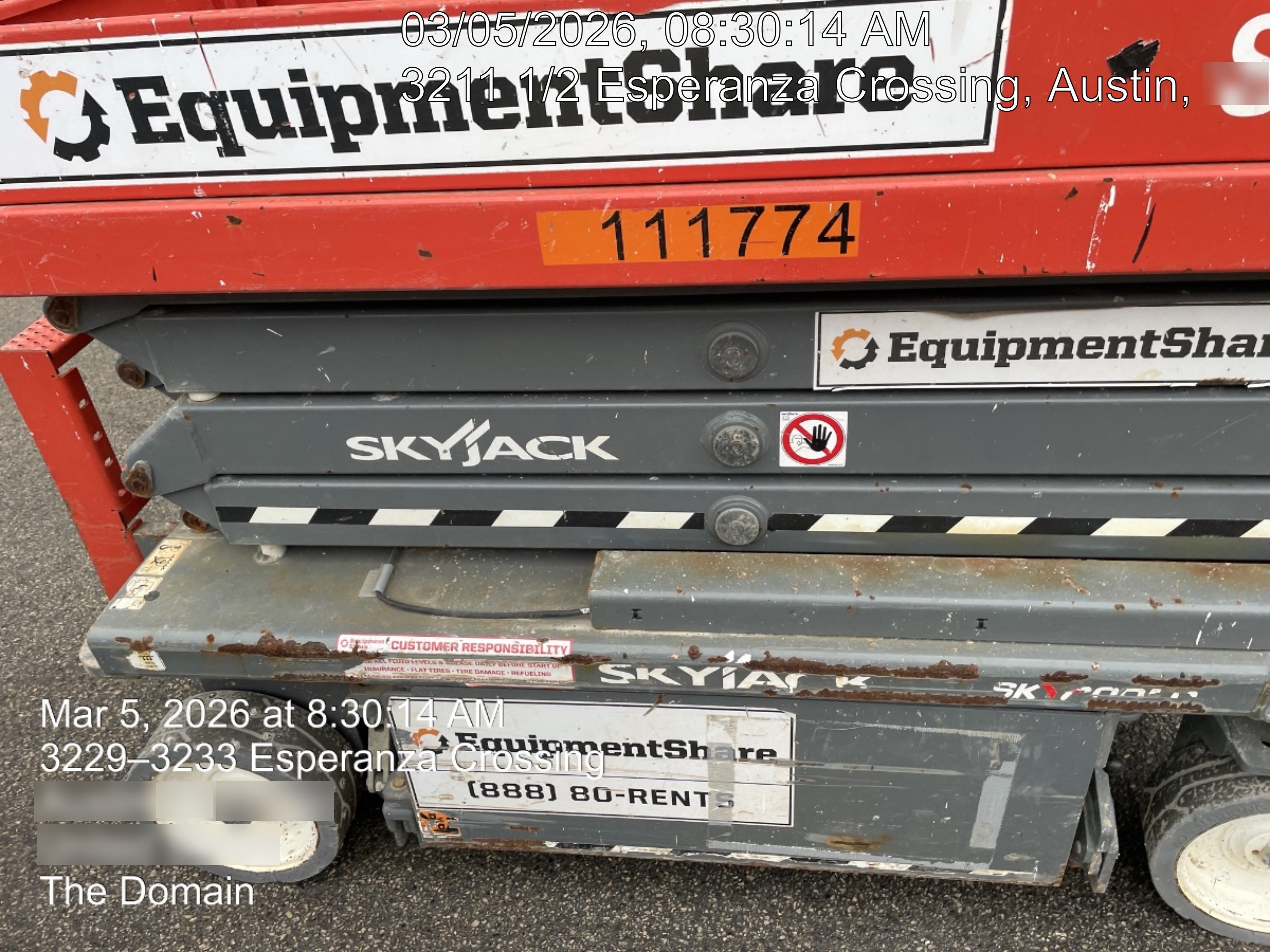 2020 Skyjack SJIII-3219 Solid NM Tires, Half height spring hinged entry gate, Dual Beacons, 800W Inverter