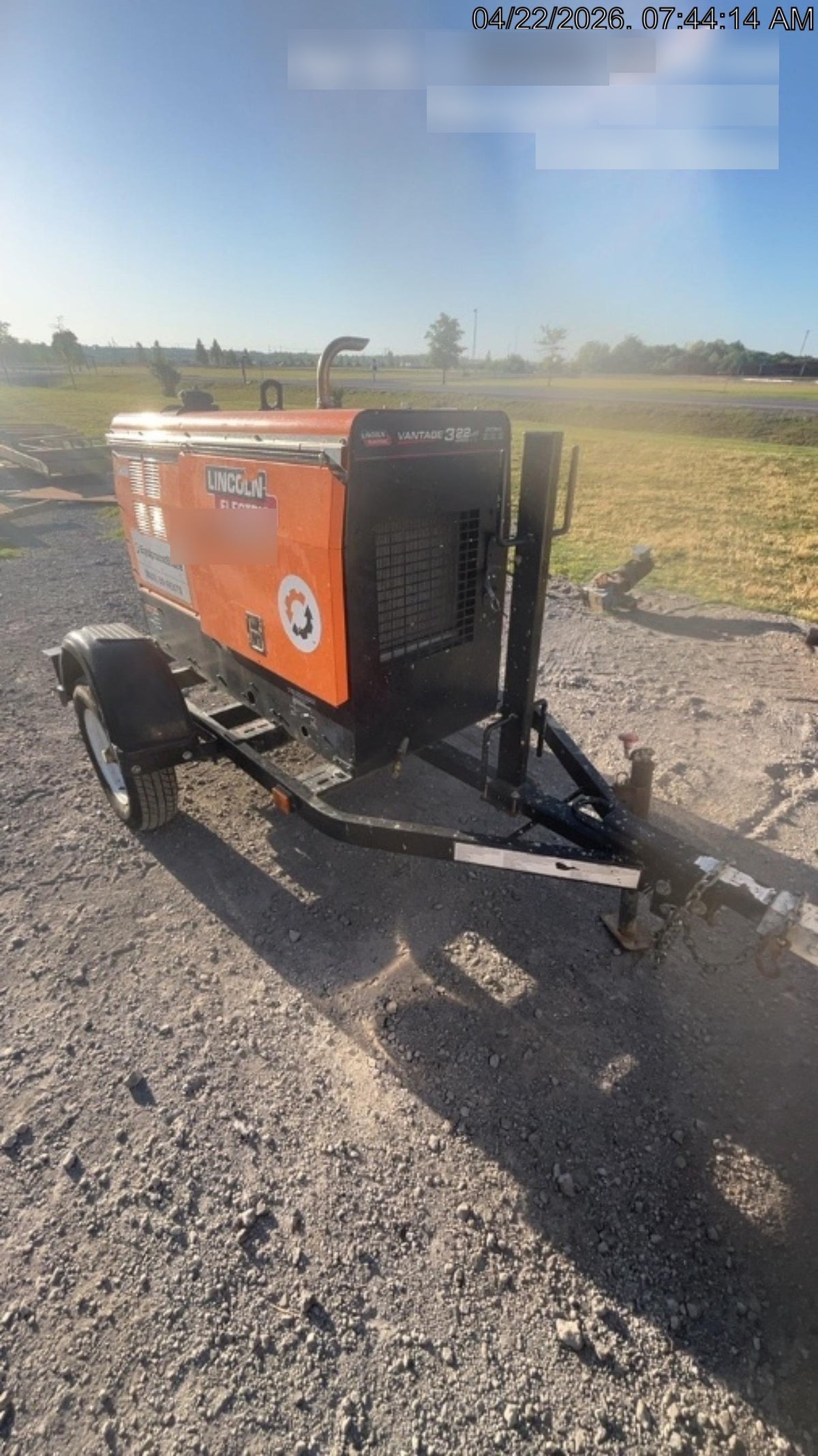 2021 Lincoln Electric Vantage 322 Vantage 322 Ready Pak 3 w/ Decals, ORANGE (includes trailer, cable rack, fender light kit) NO Telematics