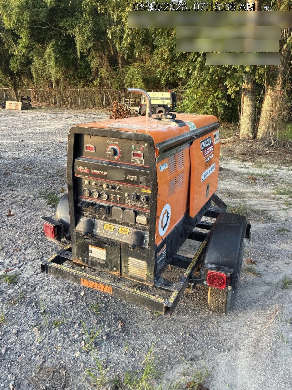 2021 Lincoln Electric Vantage 322 Vantage 322 Ready Pak 3 w/ Decals, ORANGE (includes trailer, cable rack, fender light kit) NO Telematics