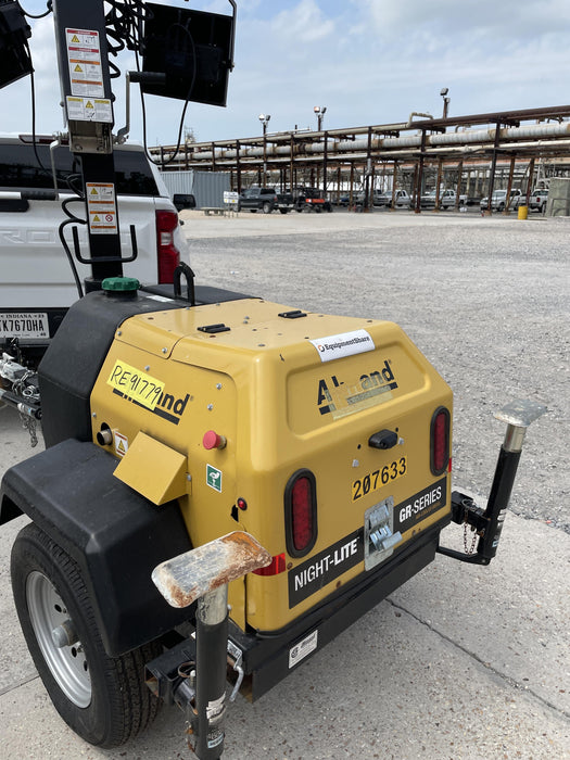 2022 Allmand NLV3GR (4) LED Light Fixture 350W, 23' Vertical Mast, 3kW Prime, Towable, Deep Sea L401, Leveling Jacks, Yanmar T4F 5.8hp