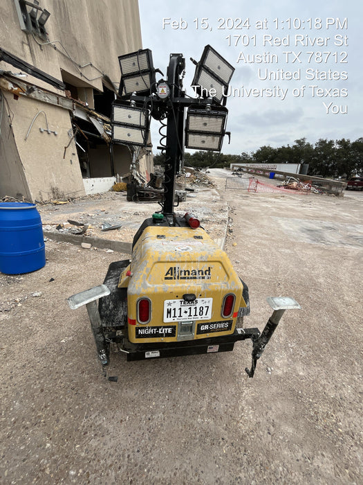 2022 Allmand NLV3GR (4) LED Light Fixture 350W, 23' Vertical Mast, 3kW Prime, Towable, ES Decals, T3