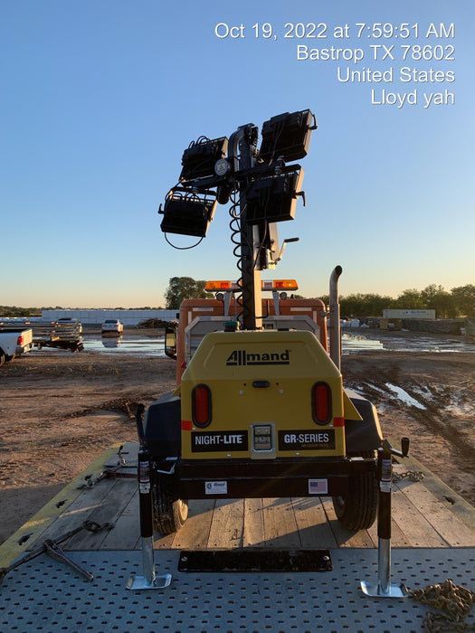 2022 Allmand NLV3GR (4) LED Light Fixture 350W, 23' Vertical Mast, 3kW Prime, Towable, ES Decals, T3