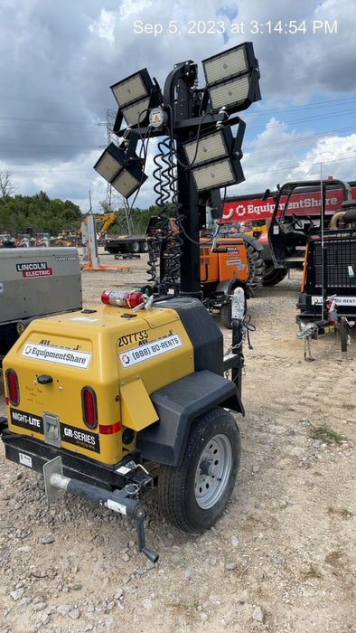 2022 Allmand NLV3GR (4) LED Light Fixture 350W, 23' Vertical Mast, 3kW Prime, Towable, Deep Sea L401, Leveling Jacks, Yanmar T4F 5.8hp