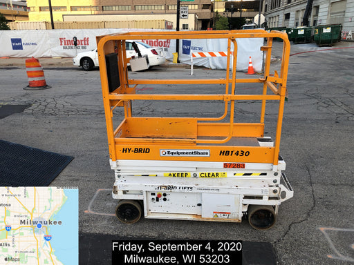 Custom Equipment HB-1430 <ul>
 <li>Hy-Brid Scissor Lift</li>
  <li>Platform capacity up to 670 lbs.</li>
  <li>Working height up to 20 ft</li>
  <li>Weighs under 1,700 lbs.</li>
  <li>Non-marking wheels </li>
</ul>