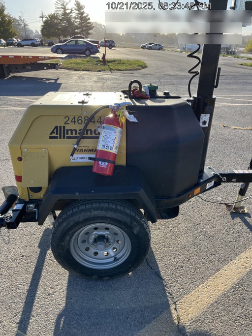 2022 Allmand NLV3GR (4) LED Light Fixture 350W, 23' Vertical Mast, 3kW Prime, Towable, ES Decals, T3