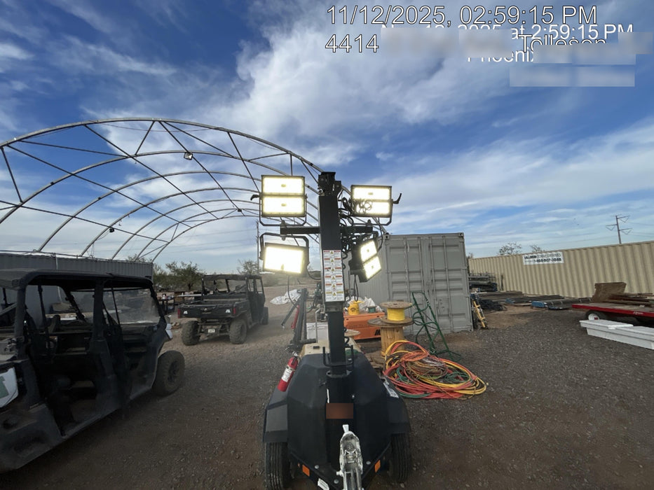 2022 Allmand NLV3GR (4) LED Light Fixture 350W, 23' Vertical Mast, 3kW Prime, Towable, ES Decals, T3