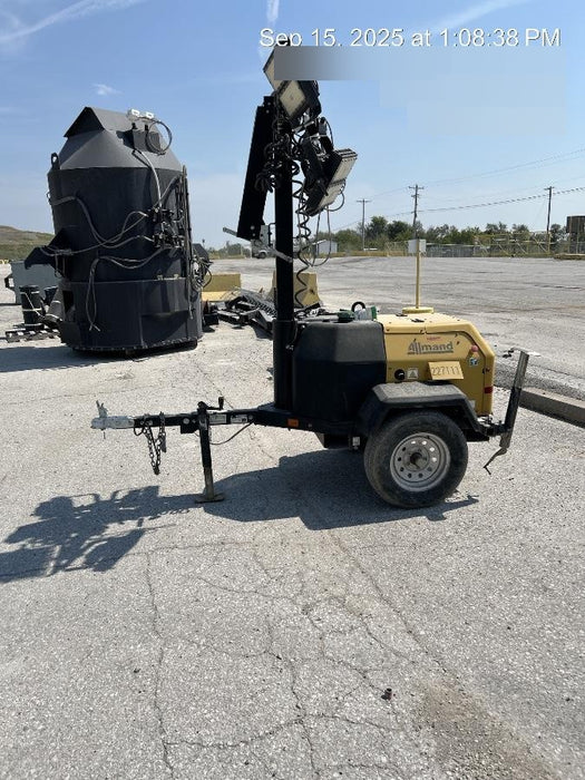 2022 Allmand NLV3GR (4) LED Light Fixture 350W, 23' Vertical Mast, 3kW Prime, Towable, Deep Sea L401, Leveling Jacks, Yanmar T4F 5.8hp