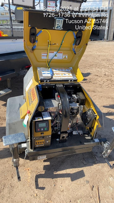 2021 Allmand NLV3GR (4) LED Light Fixture 350W, 23' Vertical Mast, 3kW Prime, Towable, Deep Sea L401, Leveling Jacks, Yanmar T4F 5.8hp