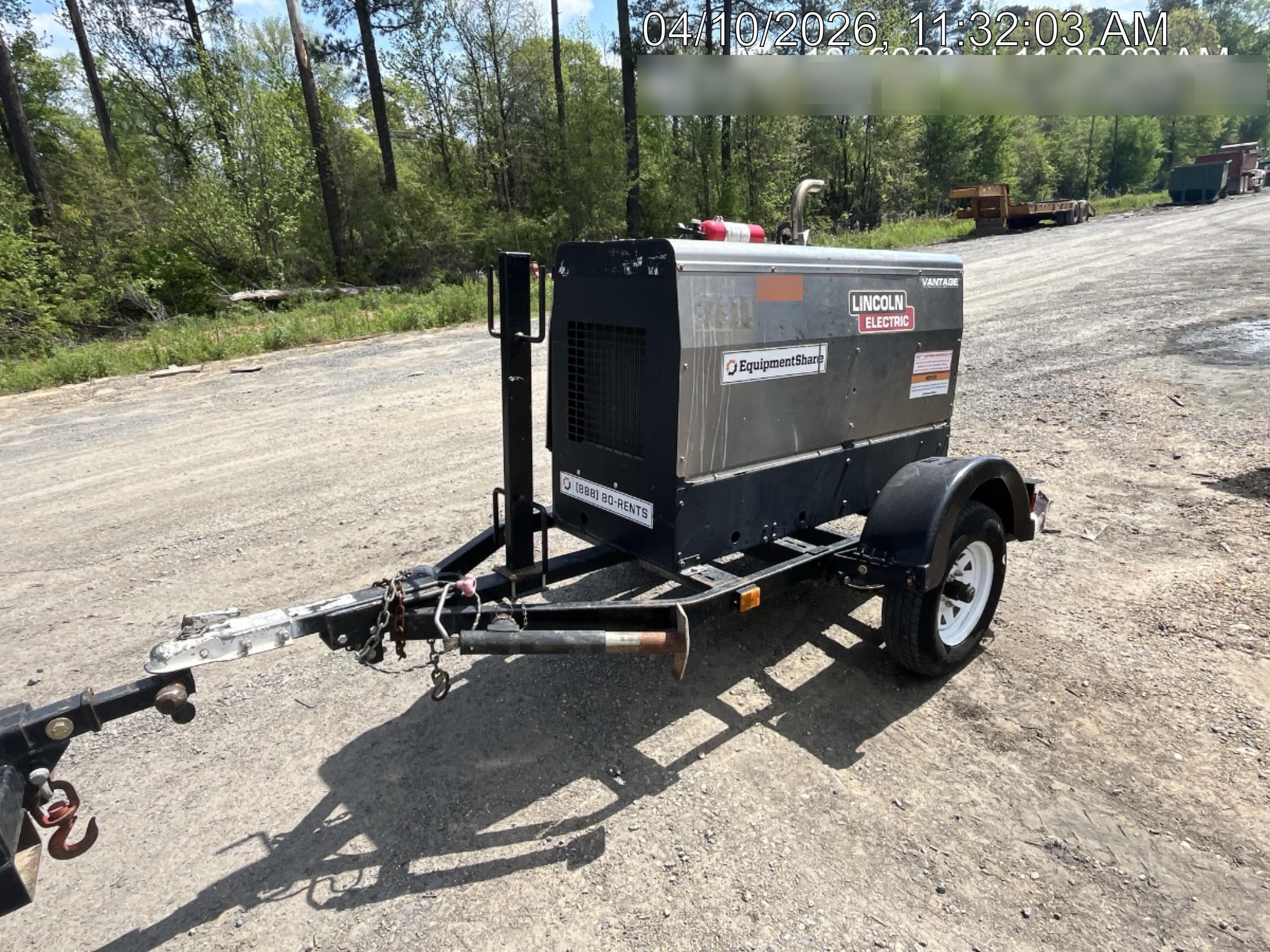2019 Lincoln Electric Vantage 322 Ready-Pak 3, Two Wheel Trailer, Fender and Light Kit, Cable Rack