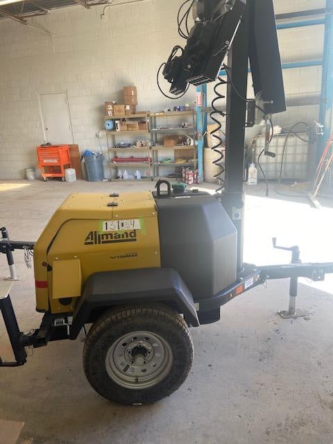 2021 Allmand NLV3GR (4) LED Light Fixture 350W, 23' Vertical Mast, 3kW Prime, Towable, Deep Sea L401, Leveling Jacks, Yanmar T4F 5.8hp