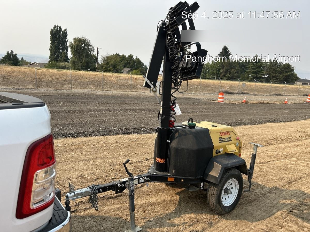 2021 Allmand NLV3GR (4) LED Light Fixture 350W, 23' Vertical Mast, 3kW Prime, Towable, Deep Sea L401, Leveling Jacks, Yanmar T4F 5.8hp