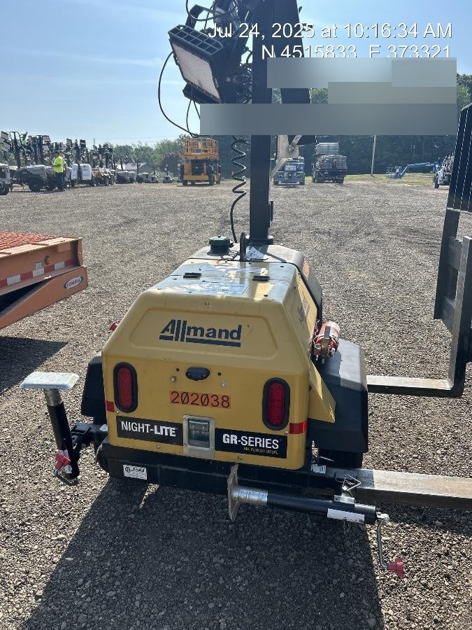 2022 Allmand NLV3GR (4) LED Light Fixture 350W, 23' Vertical Mast, 3kW Prime, Towable, Deep Sea L401, Leveling Jacks, Yanmar T4F 5.8hp