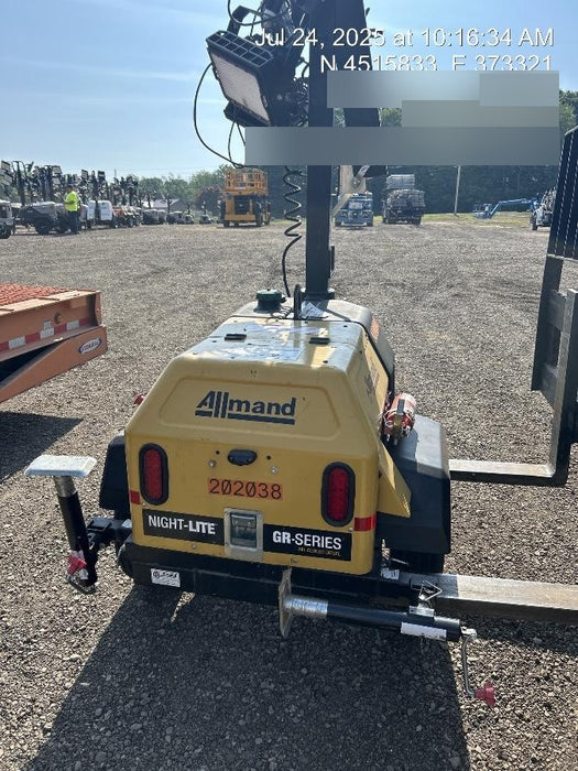 2022 Allmand NLV3GR (4) LED Light Fixture 350W, 23' Vertical Mast, 3kW Prime, Towable, Deep Sea L401, Leveling Jacks, Yanmar T4F 5.8hp