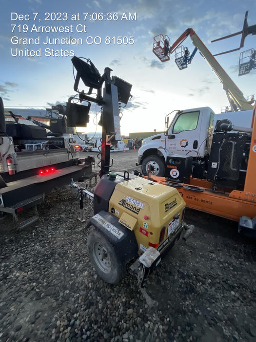 2022 Allmand NLV3GR (4) LED Light Fixture 350W, 23' Vertical Mast, 3kW Prime, Towable, ES Decals, T3