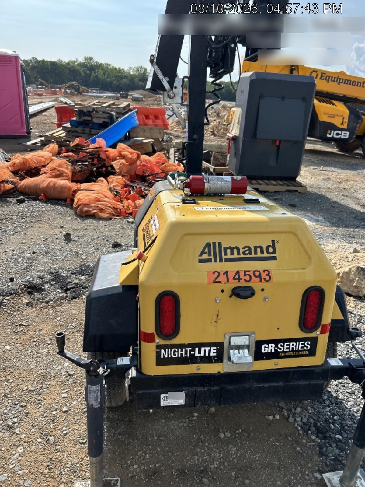 2022 Allmand NLV3GR (4) LED Light Fixture 350W, 23' Vertical Mast, 3kW Prime, Towable, Deep Sea L401, Leveling Jacks, Yanmar T4F 5.8hp