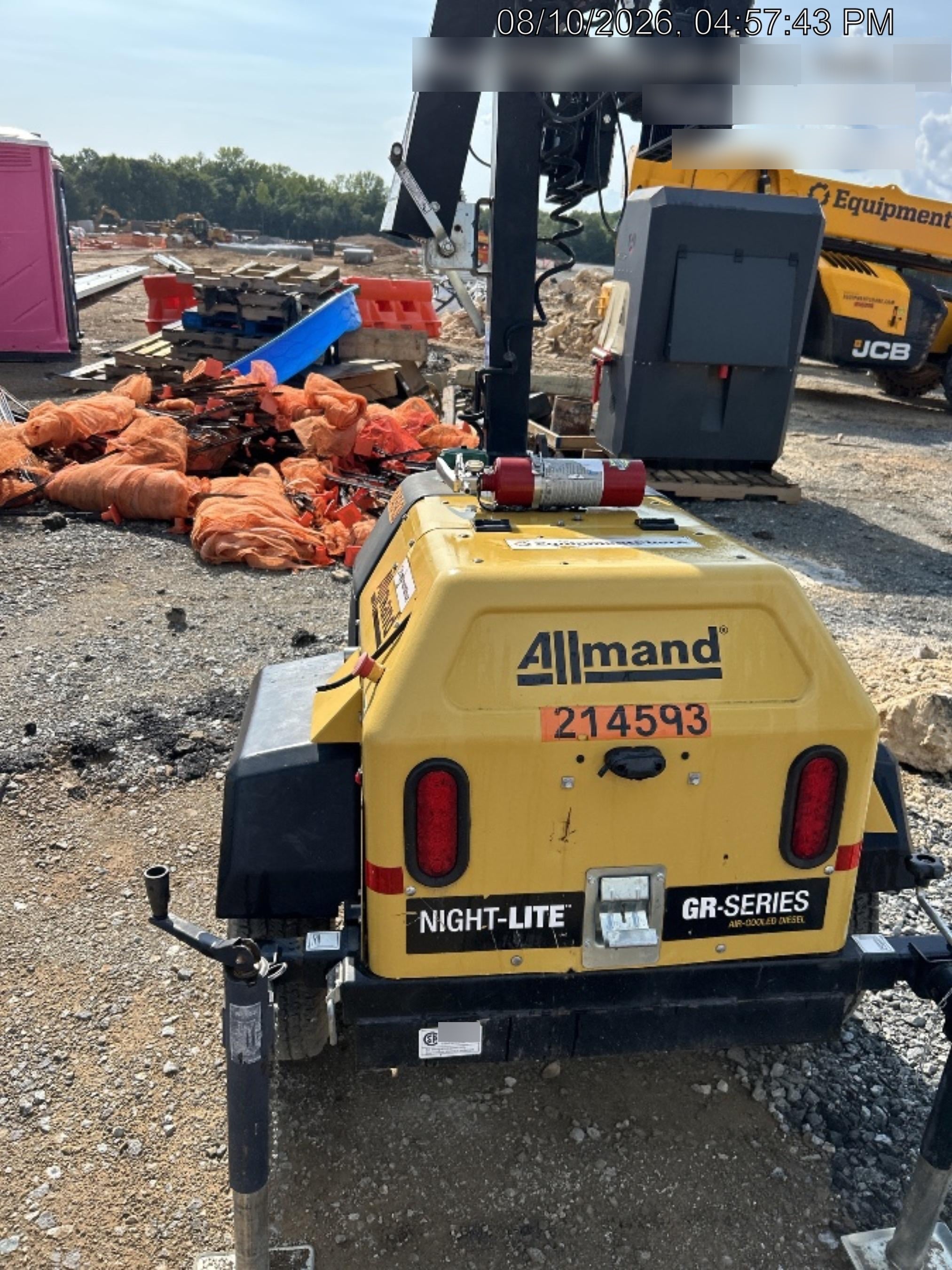 2022 Allmand NLV3GR (4) LED Light Fixture 350W, 23' Vertical Mast, 3kW Prime, Towable, Deep Sea L401, Leveling Jacks, Yanmar T4F 5.8hp