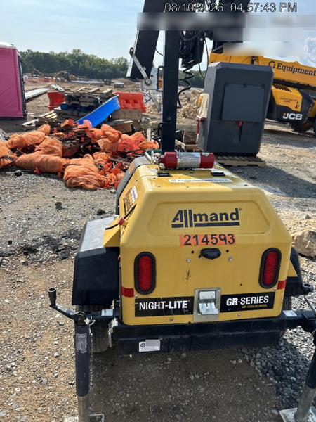 2022 Allmand NLV3GR (4) LED Light Fixture 350W, 23' Vertical Mast, 3kW Prime, Towable, Deep Sea L401, Leveling Jacks, Yanmar T4F 5.8hp