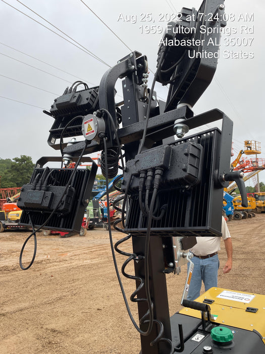 2022 Allmand NLV3GR (4) LED Light Fixture 350W, 23' Vertical Mast, 3kW Prime, Towable, Deep Sea L401, Leveling Jacks, Yanmar T4F 5.8hp