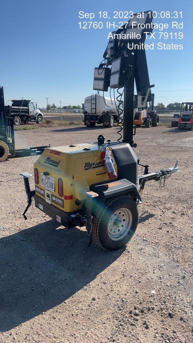 2022 Allmand NLV3GR (4) LED Light Fixture 350W, 23' Vertical Mast, 3kW Prime, Towable, ES Decals, T3