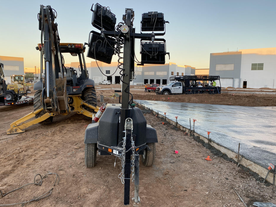 2021 Allmand NLV3GR (4) LED Light Fixture 350W, 23' Vertical Mast, 3kW Prime, Towable, Deep Sea L401, Leveling Jacks, Yanmar T4F 5.8hp